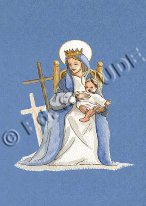 Vierge assise bleue
